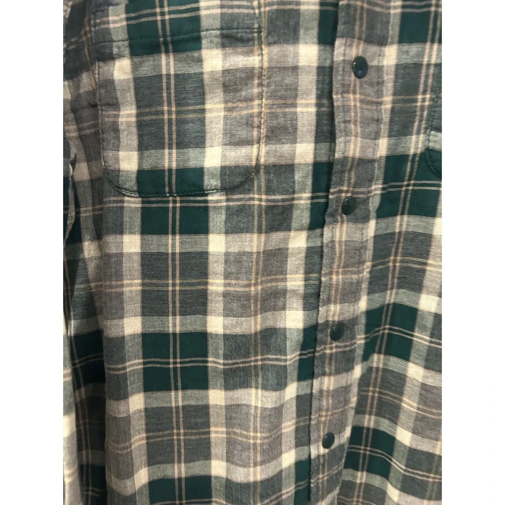 Rumi + Ryder Kids Reversible Plaid Shirt Green Grey‎ Blue Size L 12-14 NWT k7177